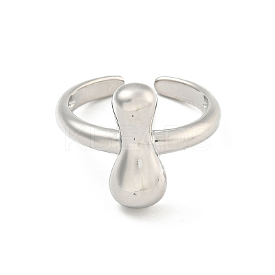 Brass Letter Open Cuff Rings for Women RJEW-G313-01I-P-1