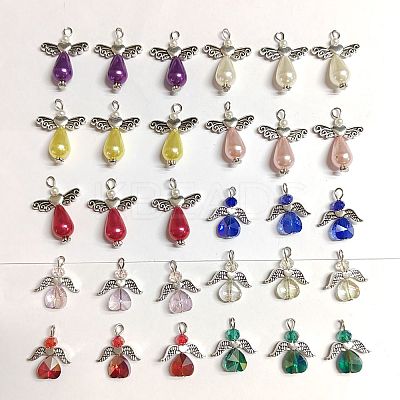 30Pcs 2 Style Imitation Pearl Acrylic & Electroplate Glass Pendants FIND-SC0004-07-1