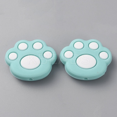Paw Print Food Grade Eco-Friendly Silicone Focal Beads SIL-SZC0003-06E-1