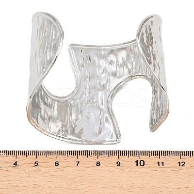 Hammered 304 Stainless Steel Cuff Bangles BJEW-Z164-01P-1