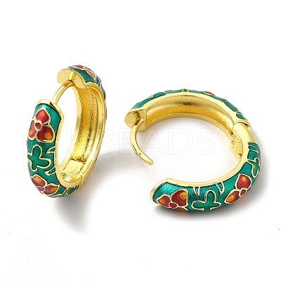 Flower Enamel Hoop Earrings EJEW-H091-04G-1