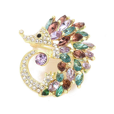 Rhinestone Hedgehog Badge LS-JEWB-E013-02G-03-1