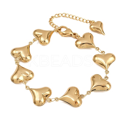 304 Stainless Steel Heart Link Chain Bracelets for Valentine's Day Gift LS-BJEW-D359-17A-G-1
