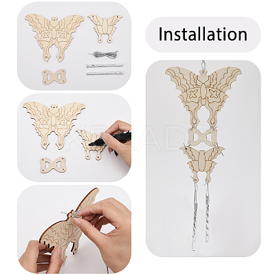 20 Sets 10 Style DIY Unfinished Wood Wind Chime & Bird House Making Kits DIY-BC0012-21-1