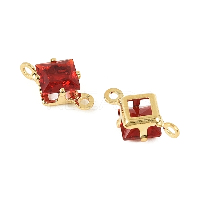 Brass Pave Cubic Zirconia Rhombus Connector Charms KK-P347-04G-03-1