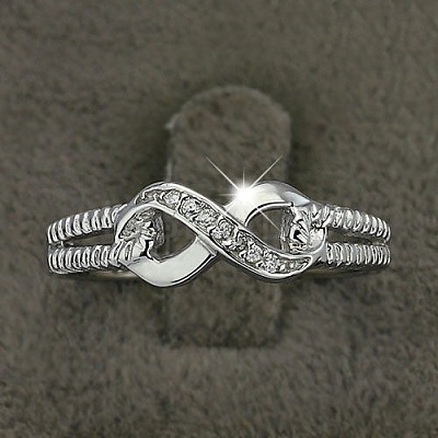 Brass & Clear Cubic Zirconia Finger Rings for Women FS-WGA713C-02-1