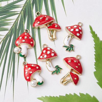 6Pcs 3 Style Autumn Theme Eco-Friendly Alloy Enamel Pendants ENAM-YW0003-34-1