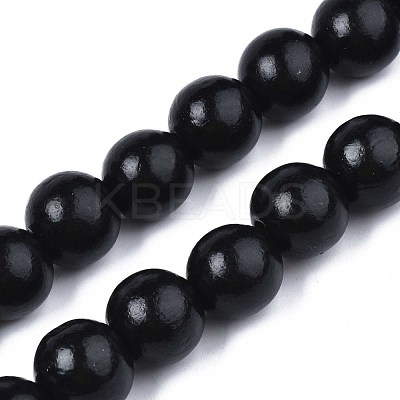 Spray Painted Natural Wood Beads Strands WOOD-S053-57A-1