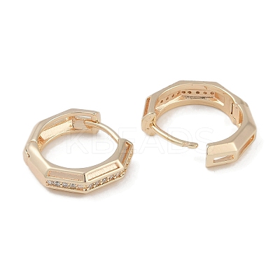 Brass Micro Pave Clear Cubic Zirconia Hoop Earring EJEW-L292-004G-1