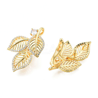 Brass Micro Pave Clear Cubic Zirconia Twister Clasps KK-N233-402LG-1