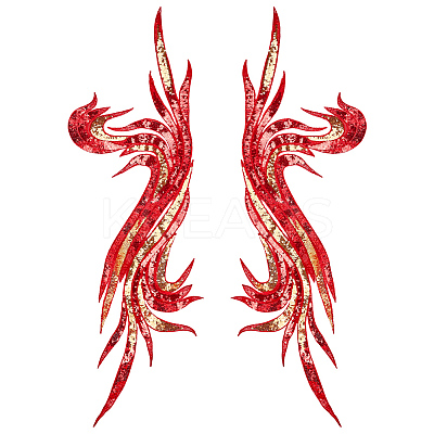2Pcs 2 Style Polyester Embroidery Sew on Appliques PATC-MA0001-32B-1