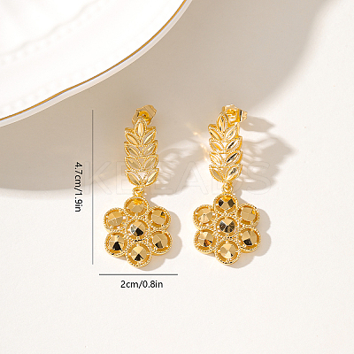 Elegant Vintage Flower Brass Dangle Stud Earrings IR7632-1