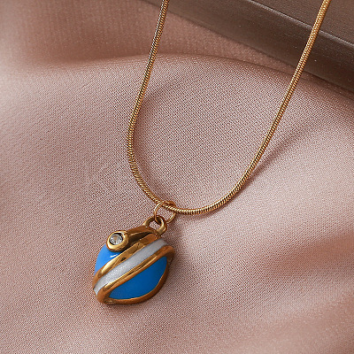 Vintage European 304 Stainless Steel Half Oval Pendant Necklaces for Women PK1289-1