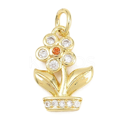 Brass Micro Pave Cubic Zirconia Pendants KK-F938-28G-04-1