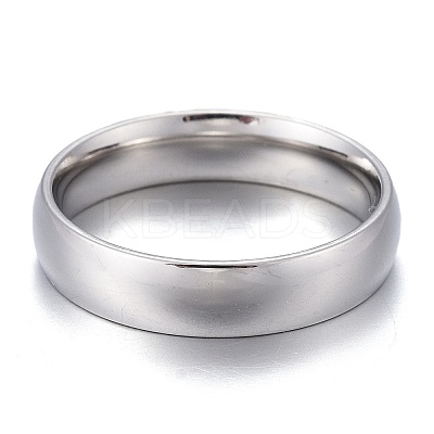 Non-Tarnish 304 Stainless Steel Flat Plain Band Rings STAS-I160-B-17mm-P-1
