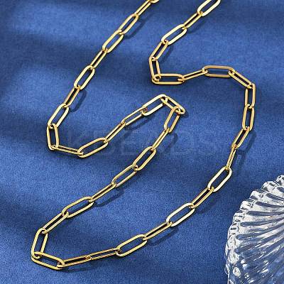 304 Stainless Steel Paperclip Chain Necklaces NJEW-H072-01G-1