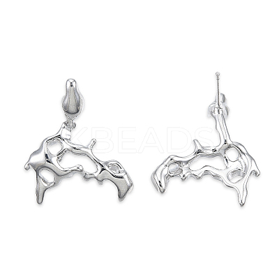 Brass Twist Dangle Stud Earrings for Women EJEW-N012-49P-1
