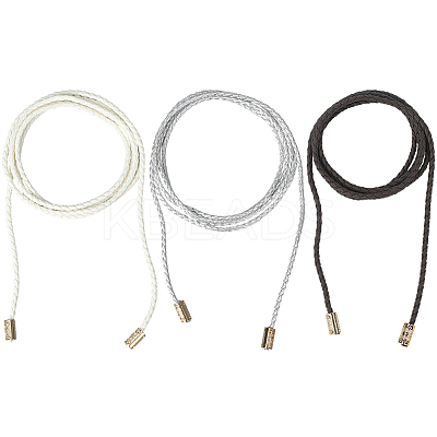 3Pcs 3 Colors Imitation Leather Braided Wrap Chain Belts AJEW-GF0011-99-1