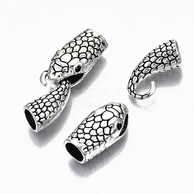 Tibetan Style Alloy Hook and Snake Head Clasps TIBE-N011-040AS-RS-1