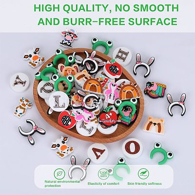 12Pcs 4 Styles Food Grade Eco-Friendly Silicone Focal Beads SIL-SZ0001-71-1