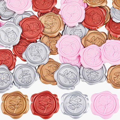 80Pcs 4 Colors Rose Adhesive Wax Seal Stickers DIY-CP0010-20-1