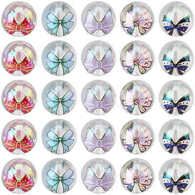 40Pcs 5 Colors UV Plating Iridescent Transparent Acrylic Beads OACR-SP0001-99-1