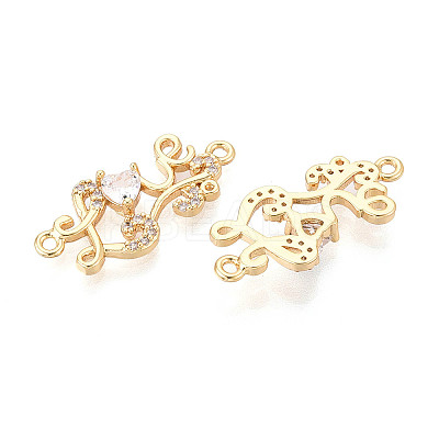 Brass Pave Clear Cubic Zirconia Word Love Links/Connector Charms KK-T077-65G-1
