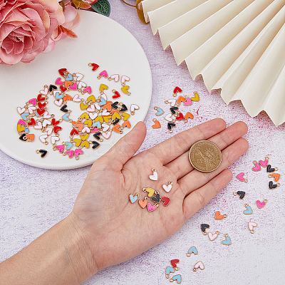 128Pcs 8 Colors Alloy Enamel Charms ENAM-HY0002-97-1