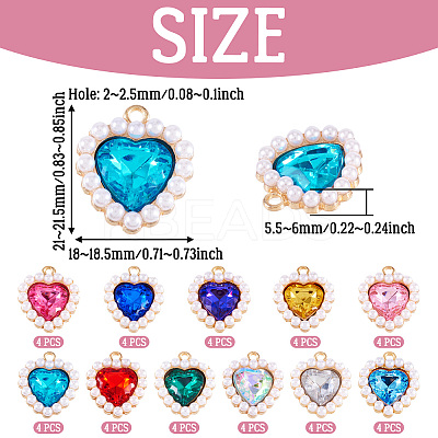 44Pcs 11 Colors Alloy Rhinestone Pendants ALRI-TA0001-27-1