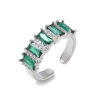 Brass Micro Pave Cubic Zirconia Cuff Open Rings for Women RJEW-L343-16P-03-1