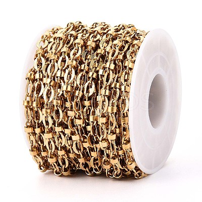 304 Stainless Steel Textured Oval Link Chains CHS-N005-06C-G-1