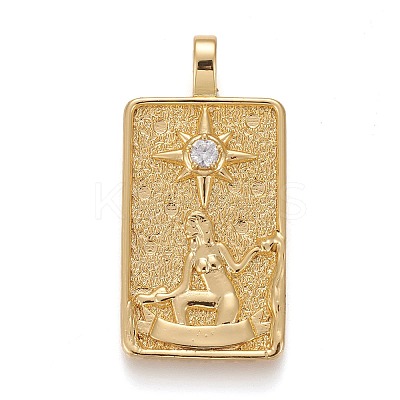 Brass Micro Pave Clear Cubic Zirconia Pendants X-ZIRC-Z004-01B-1