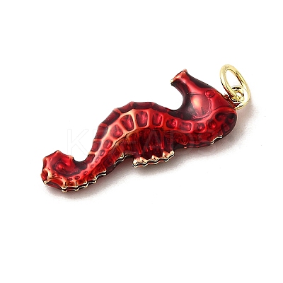 Brass Enamel Sea Animals Pendants KK-I378-14G-C-1