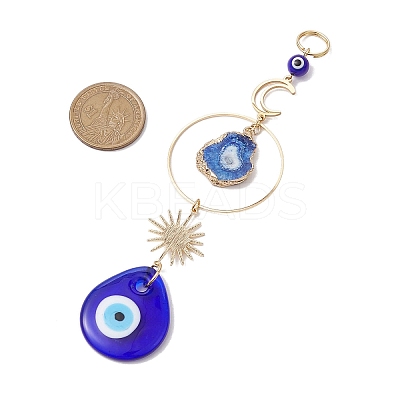 Handmade Lampwork Teardrop with Evil Eye Pendants Pendant Decorations HJEW-JM02315-1