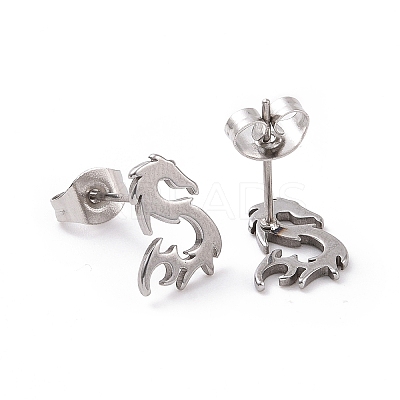 Non-Tarnish 304 Stainless Steel Tiny Dragon Stud Earrings for Men Women EJEW-G318-08P-1