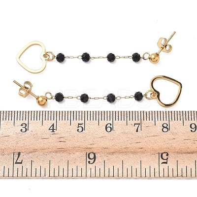 304 Stainless Steel Glass Tassel Stud Earrings EJEW-G453-05G-02-1