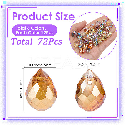 72Pcs 6 Styles Electroplated Glass Beads EGLA-SP0001-42-1