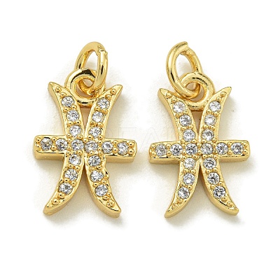 Rack Plating Brass Micro Pave Cubic Zirconia Pendants KK-K386-02K-G-1
