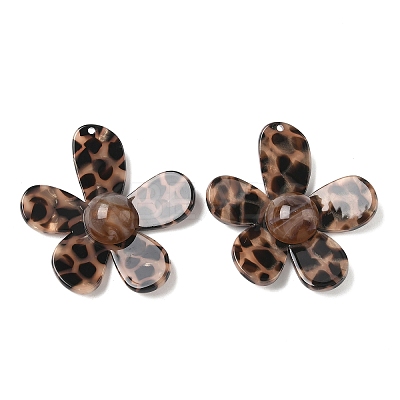 Opaque Leopard Print Cellulose Acetate(Resin) Pendants LS-FIND-C088-02B-1