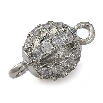 Brass Micro Pave Clear Cubic Zirconia Connector Charms KK-A230-06C-P-1