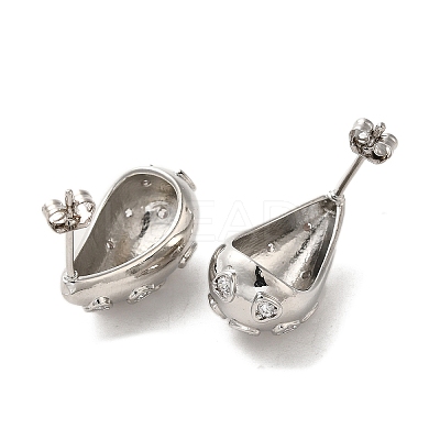 Brass with Cubic Zirconia Stud Earrings EJEW-G381-01P-1