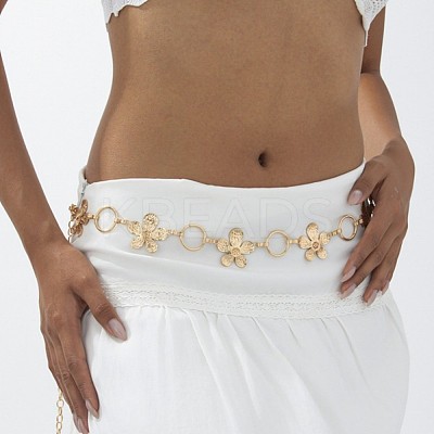 Alloy Flower Link Chain Waist Belly Chains for Women FS-WG73841-02-1