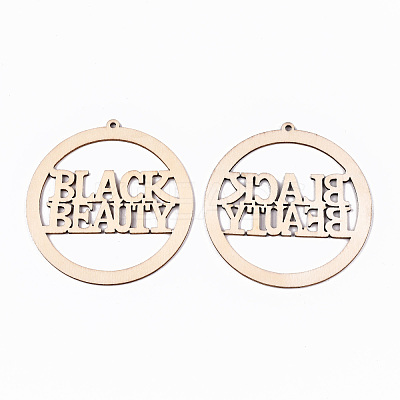 Undyed Natural Wooden Big Pendants WOOD-N007-116-1
