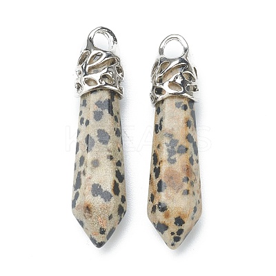 Bullet Natural Dalmatian Jasper Pointed Pendants G-E332-C34-1