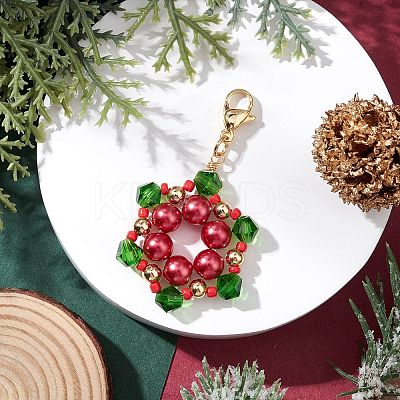 Christmas Themed Glass Snowflake Pendant Decoration HJEW-TA00362-1