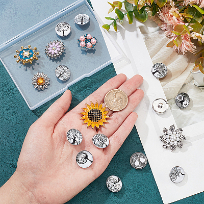 18Pcs 7 Style Alloy & Brass Rhinestone Snap Button DIY-NB0008-36-1