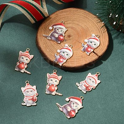 8Pcs 4 Styles Christmas Alloy Enamel Pendants FIND-YW0005-64-1