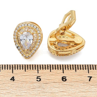 Brass Micro Pave Clear Cubic Zirconia Clip-on Earrings X-EJEW-H154-11A-G-1