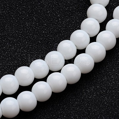 Opaque Color Glass Round Bead Strands X-GLAA-I026-4mm-02-1