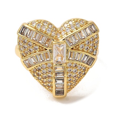 Brass Micro Pave Cubic Zirconia Cuff Rings for Women RJEW-G325-06G-1